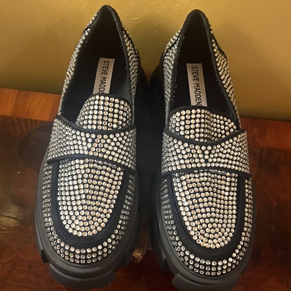 Steve Madden Trifecta Rhinestone Loafers - Picture 15 of 16